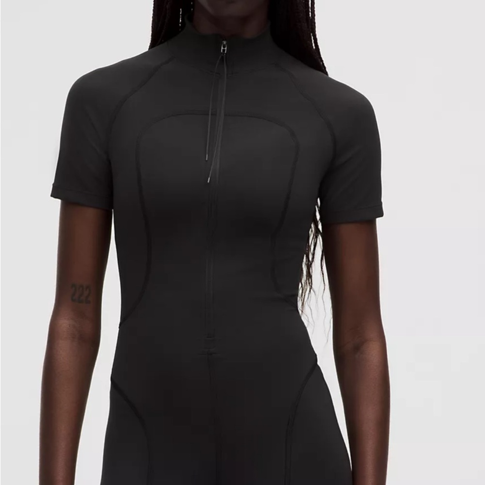 Black Short Sleeve Zip-Up Bodysuit